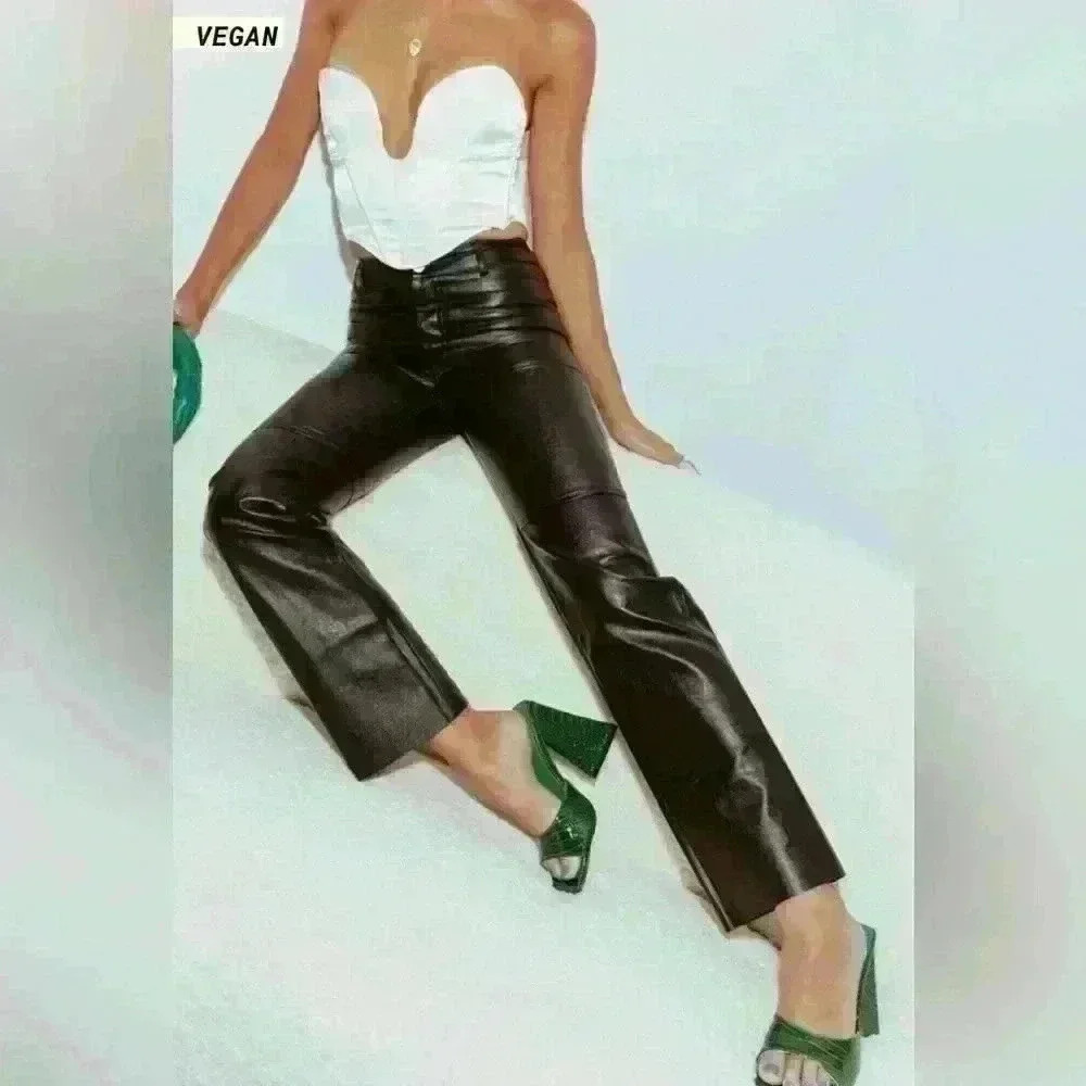 Princess Polly Macey black pleather pants , sz 8 - Picture 3 of 13